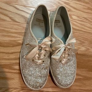 White glitter Kate Spade Keds, size 10